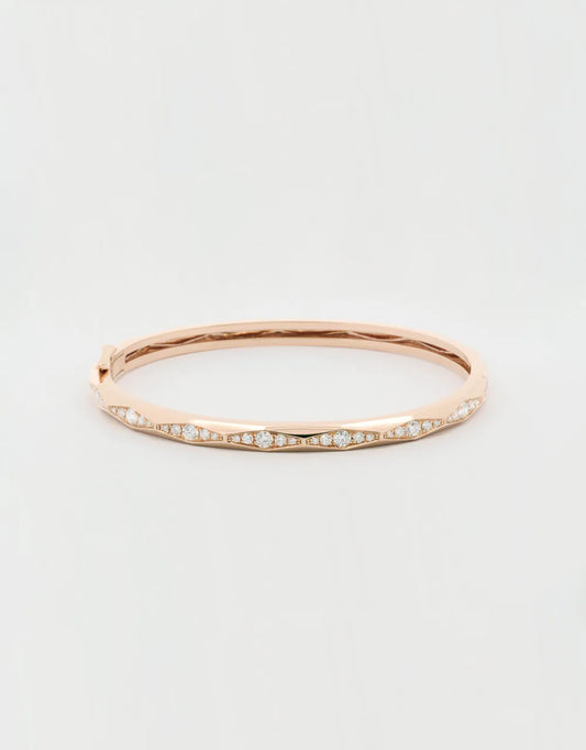 Pulsera brazalete en hexágono de diamantes en oro rojo 18k