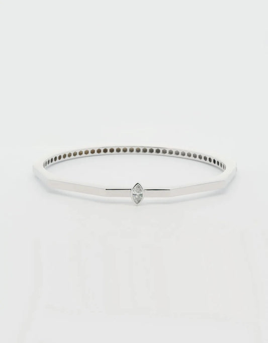Pulsera brazalete de diamante navette en oro blanco 18k