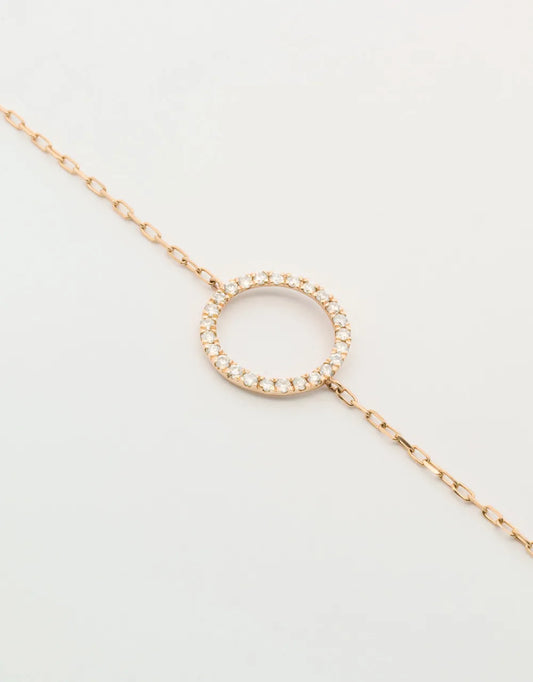 Pulsera círculo de diamantes en oro rojo de 18k