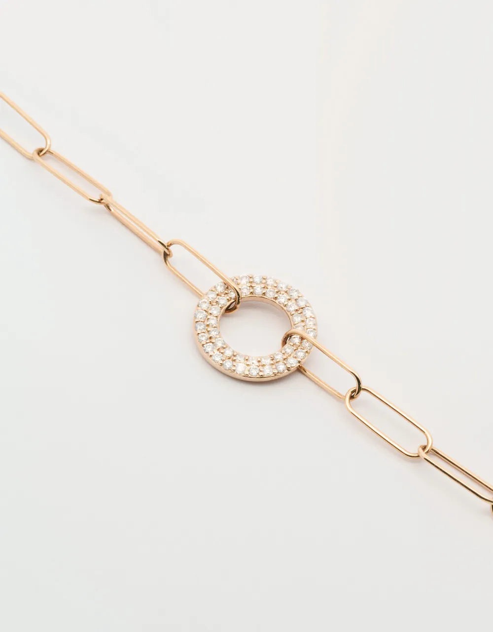 Pulsera eslabones oval de diamantes en oro rojo de 18k