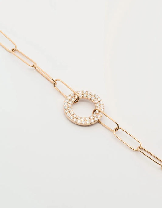 Pulsera eslabones oval de diamantes en oro rojo de 18k