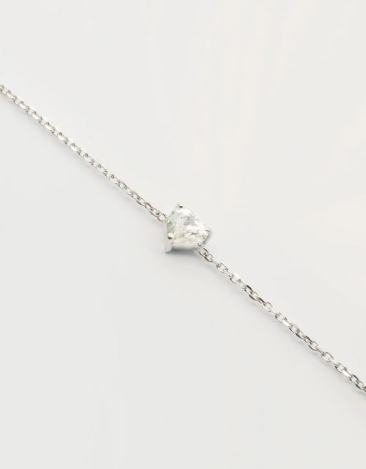 Pulsera corazón de diamante en oro blanco de 18k