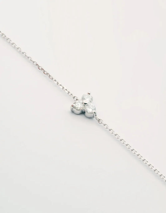 Pulsera tres diamantes en oro blanco de 18k