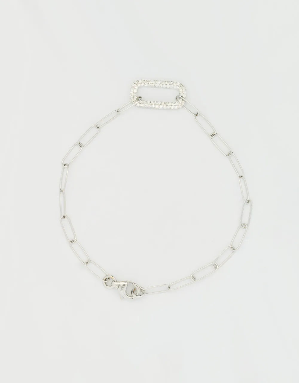 Pulsera eslabón ovalado de diamantes en oro blanco de 18k