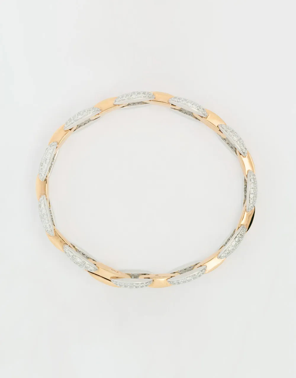 Pulsera de eslabones de diamantes en dos oros de 18k