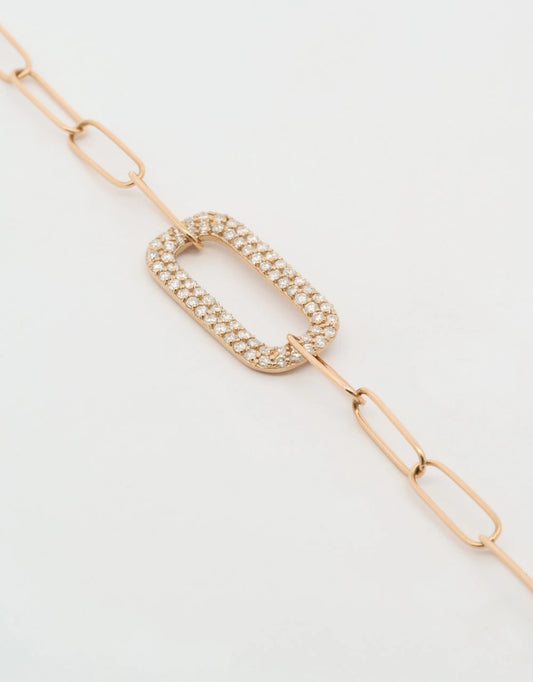 Pulsera eslabón ovalado de diamantes en oro rojo de 18k
