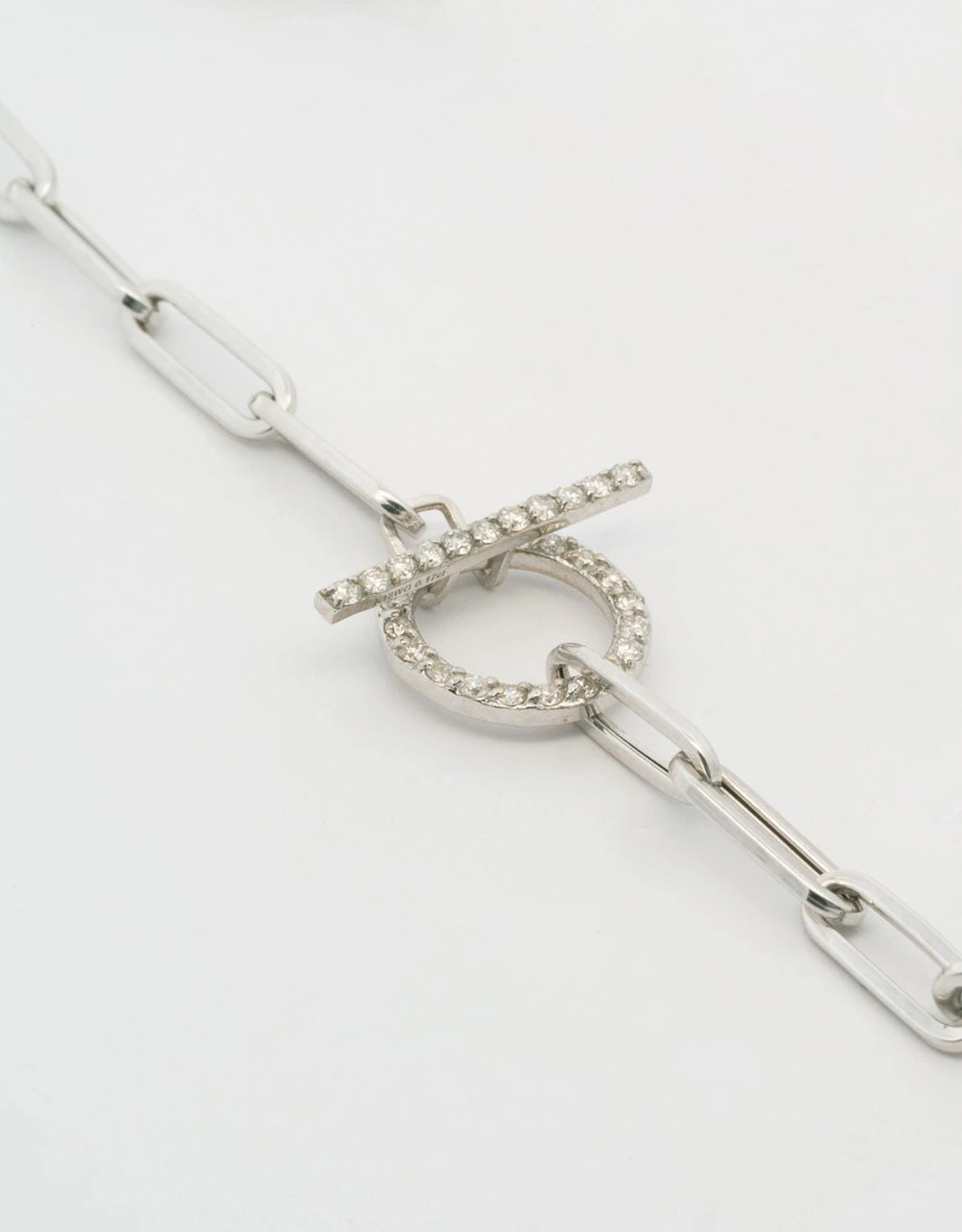 Pulsera eslabón ovalado de diamantes en oro blanco de 18k