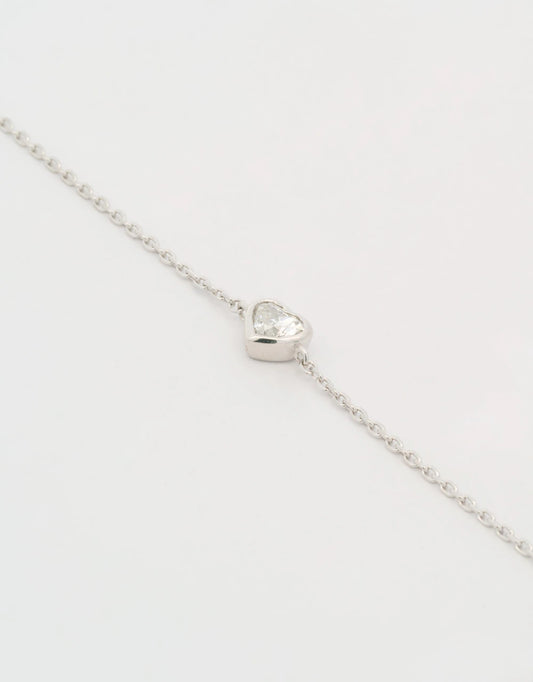 Pulsera corazón de diamante oro blanco de 18k