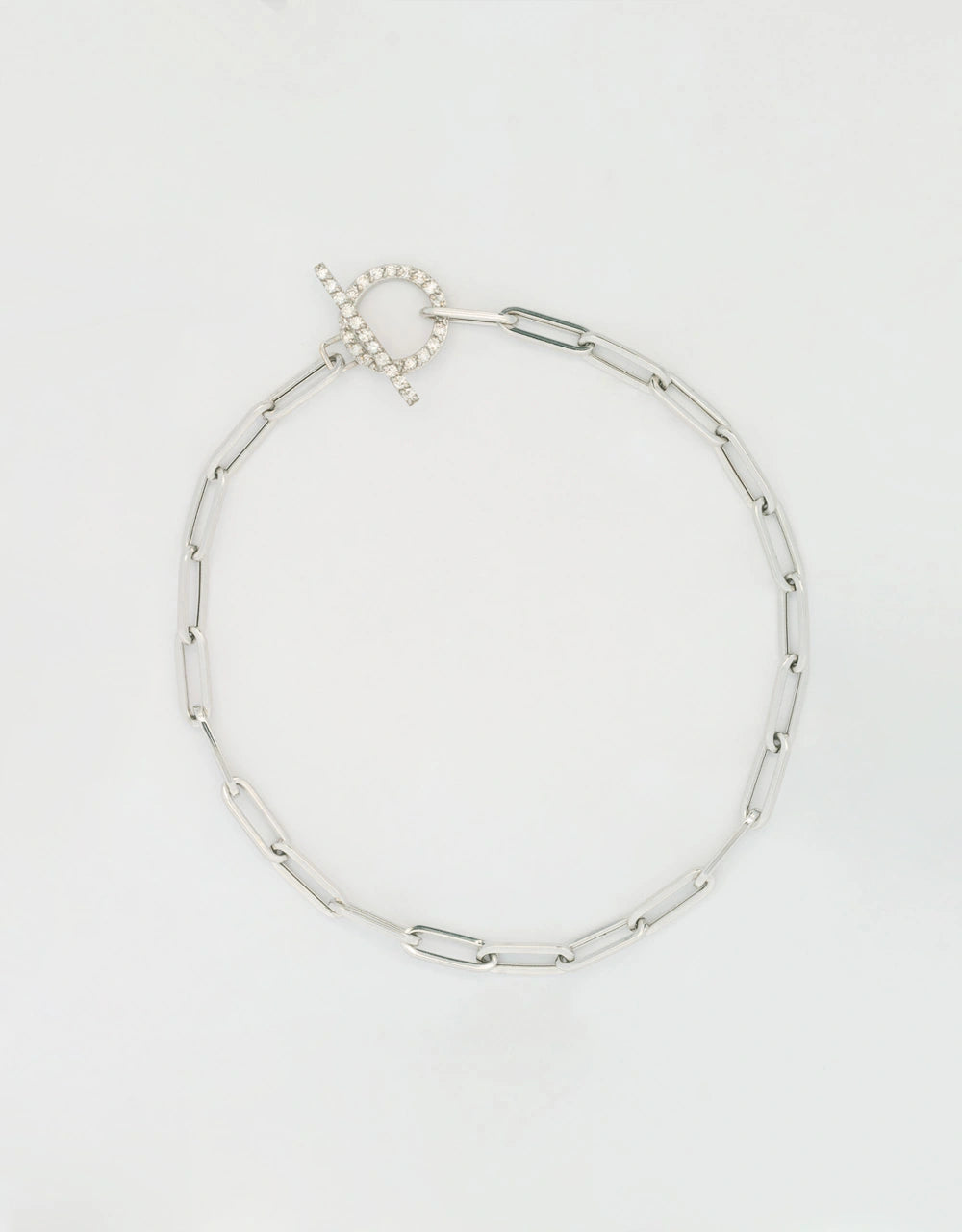Pulsera eslabón ovalado de diamantes en oro blanco de 18k