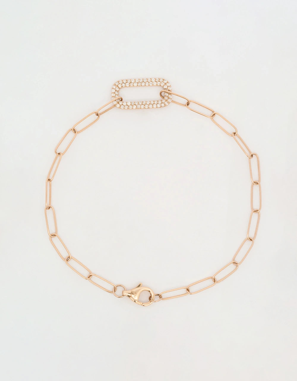 Pulsera eslabón ovalado de diamantes en oro rojo de 18k