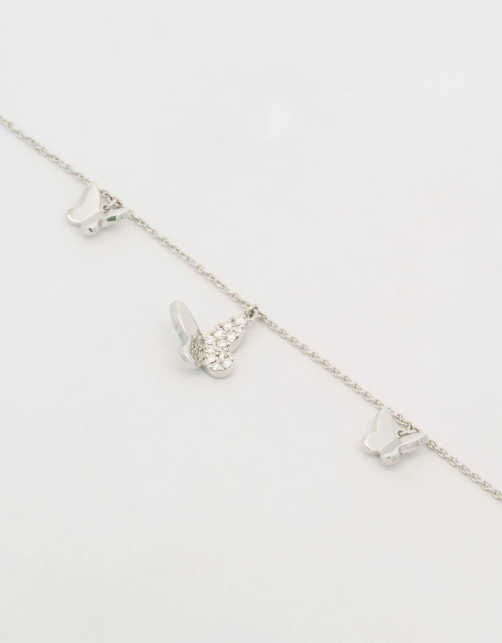 Pulsera de mariposas de diamantes en oro blanco de 18k