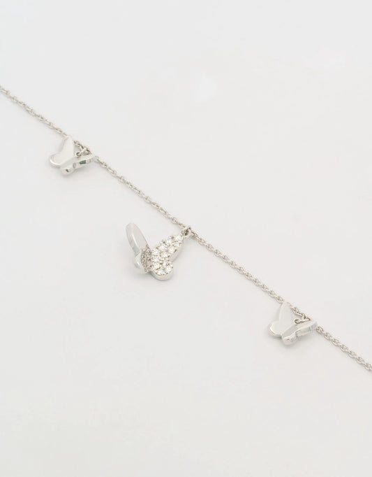 Pulsera de mariposas de diamantes en oro blanco de 18k