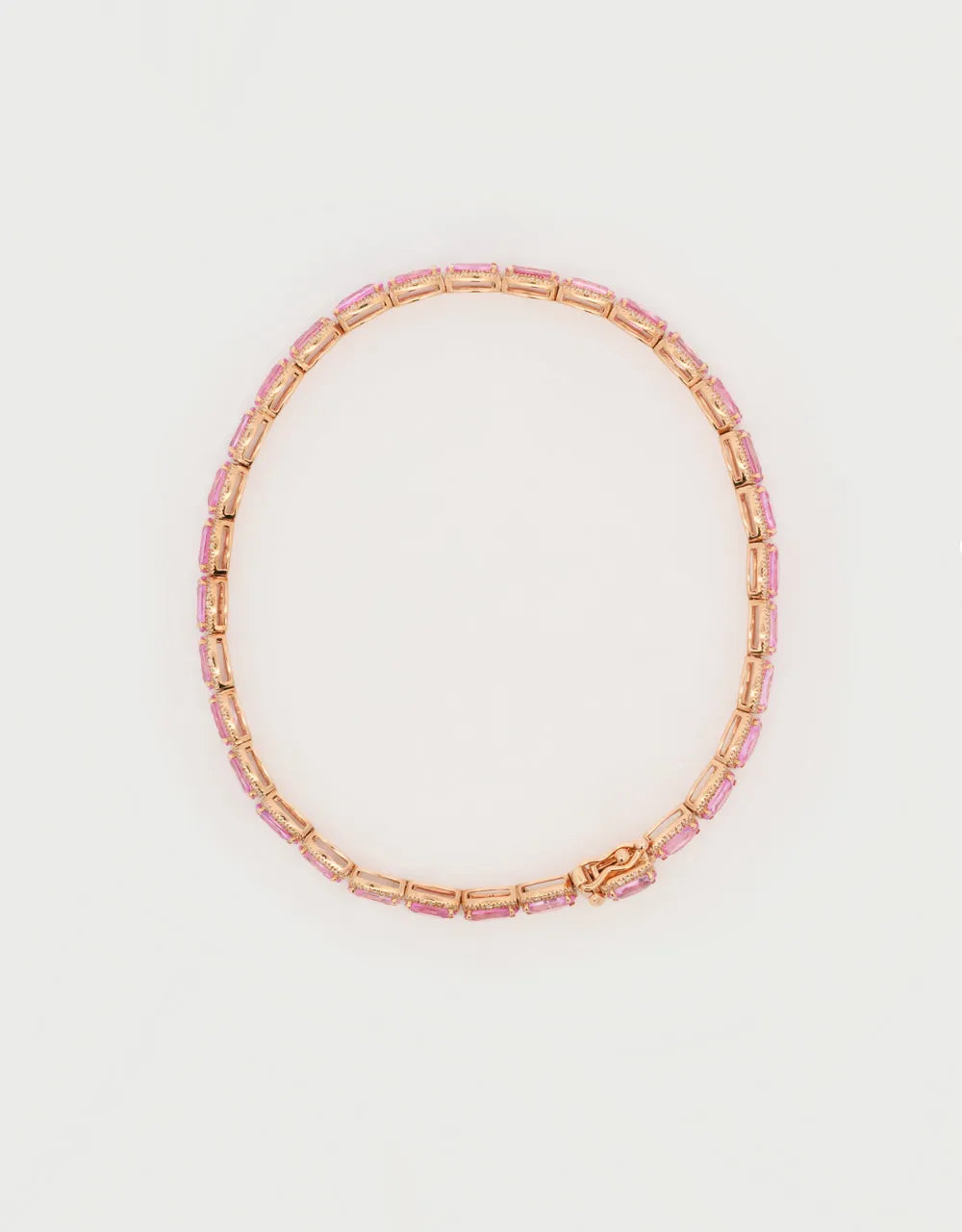 Pulsera de zafiros rosados con diamantes en oro rojo de 18k