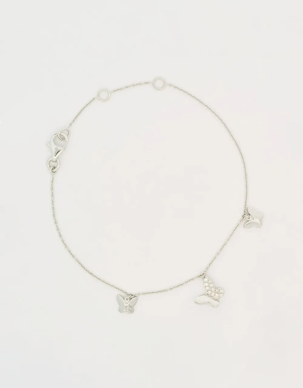 Pulsera de mariposas de diamantes en oro blanco de 18k