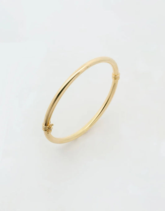 Pulsera brazalete liso en oro amarillo de 18k
