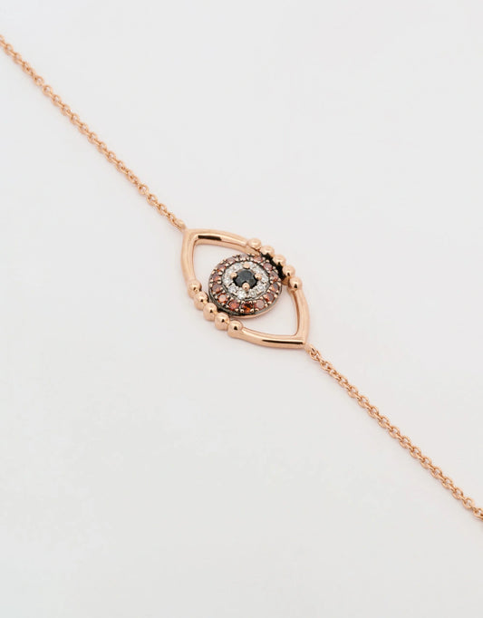 Pulsera ojo de diamantes en oro rojo de 18k