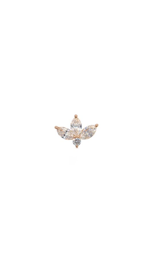 Topo 3 Diamantes Marquis en Oro Rosa