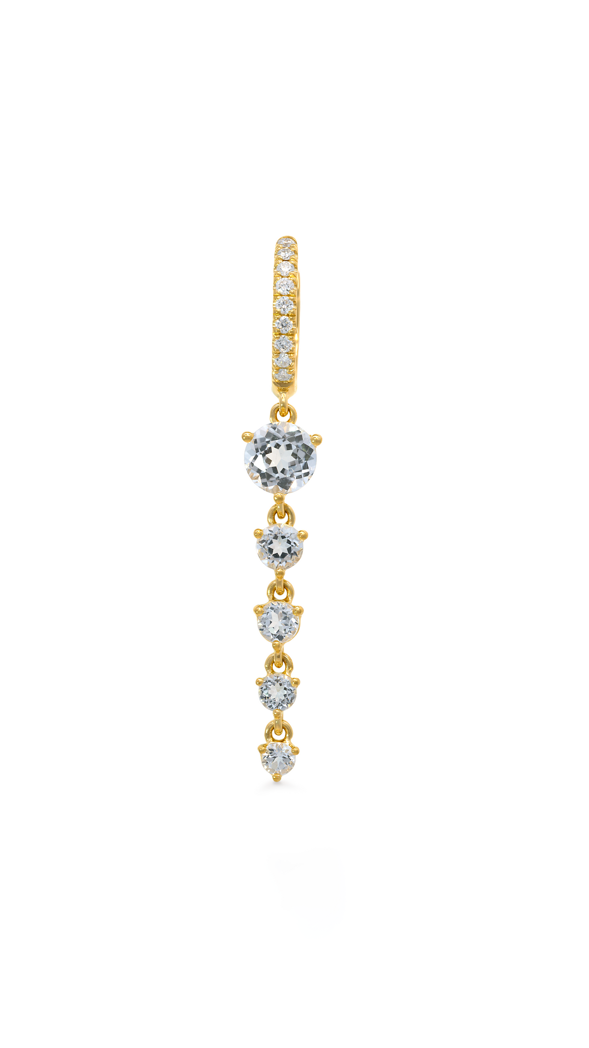 Arete de Diamantes y Topacios Blancos en Oro Amarillo
