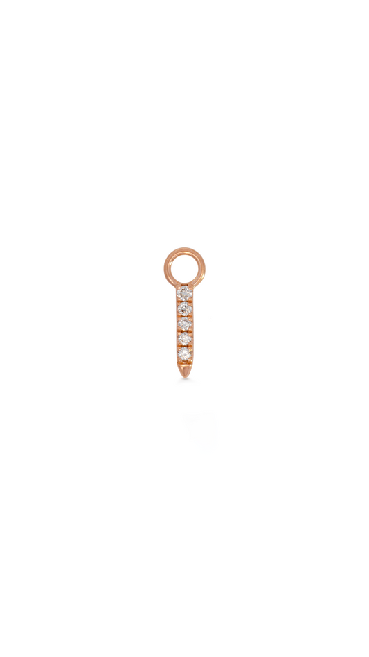 Charm Barra Punta 5 Diamantes en Oro Rosa