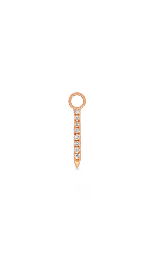 Charm Barra Punta 8 Diamantes en Oro Rosa