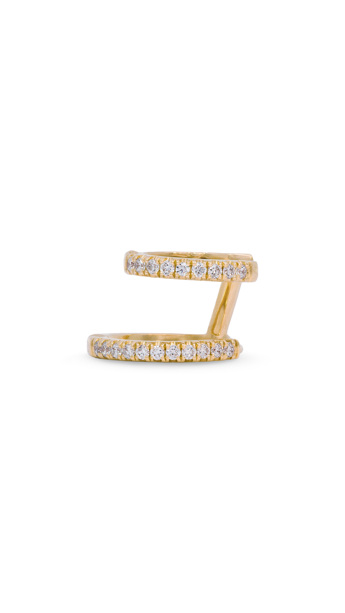 Candonga Izquierda de 2 Aros de Diamantes en Oro Amarillo