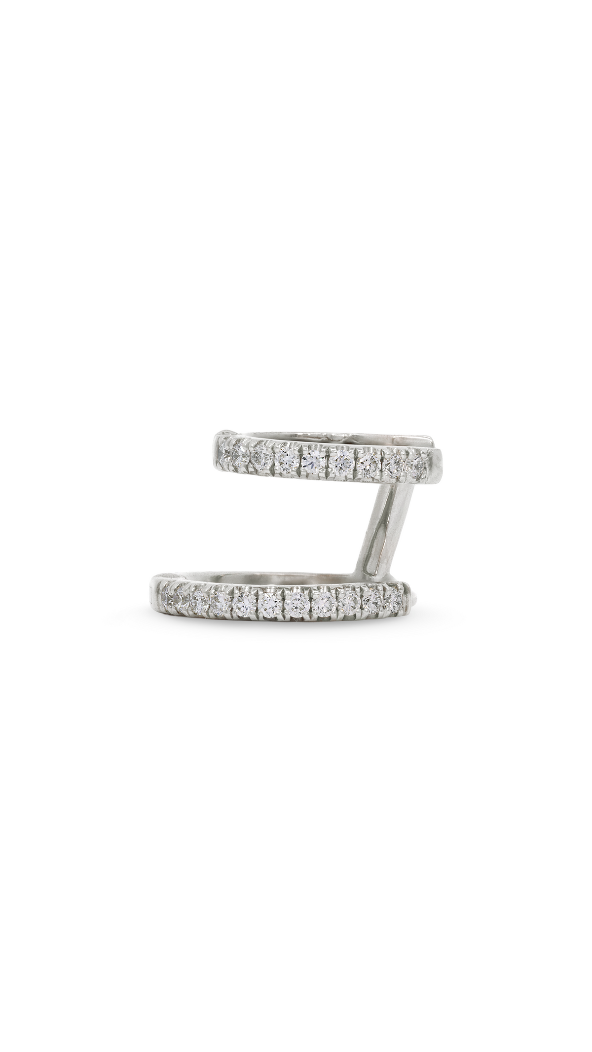 Candonga Izquierda de 2 Aros de Diamantes en Oro Blanco