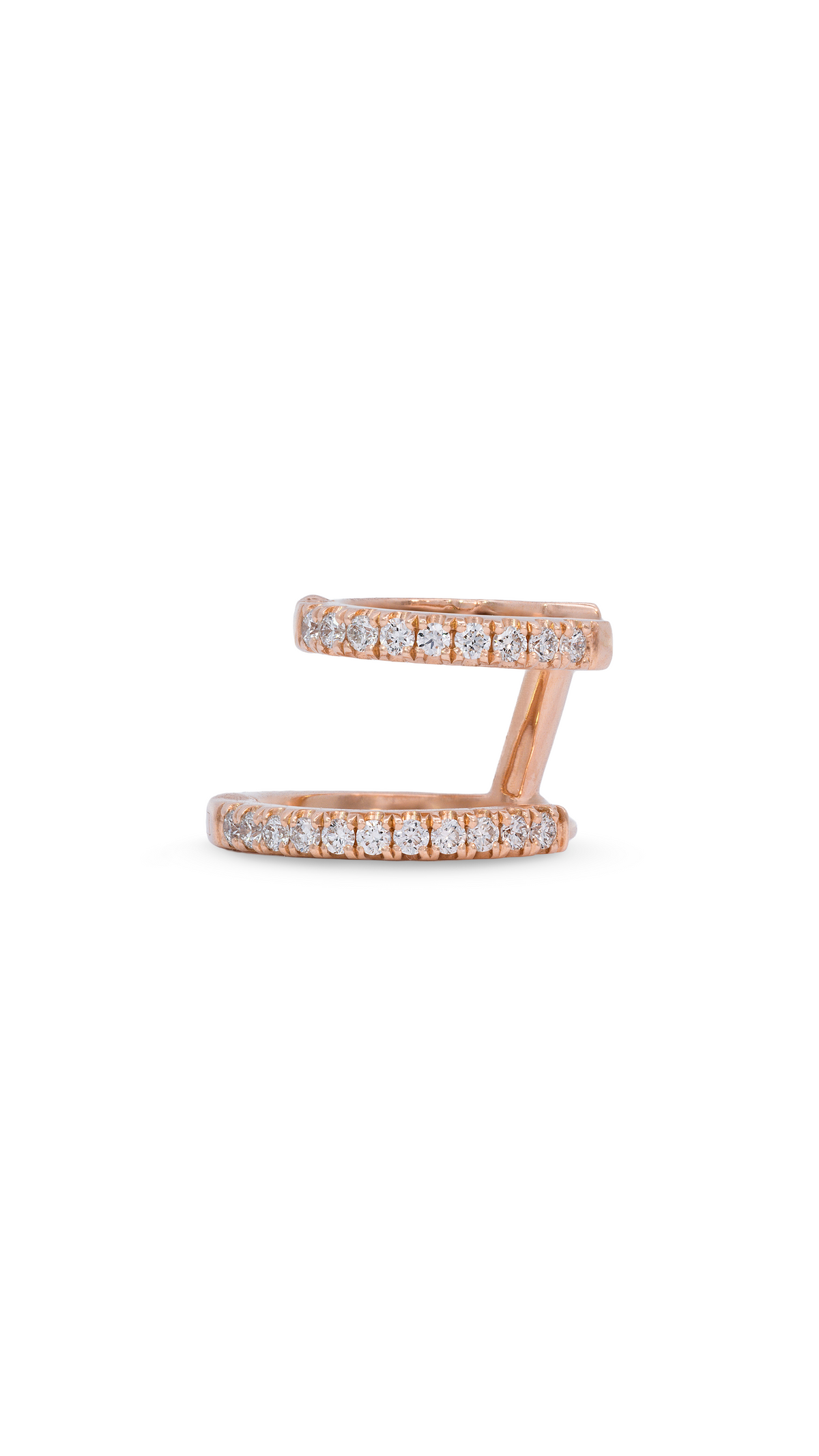 Candonga Izquierda de 2 Aros de Diamantes en Oro Rosa