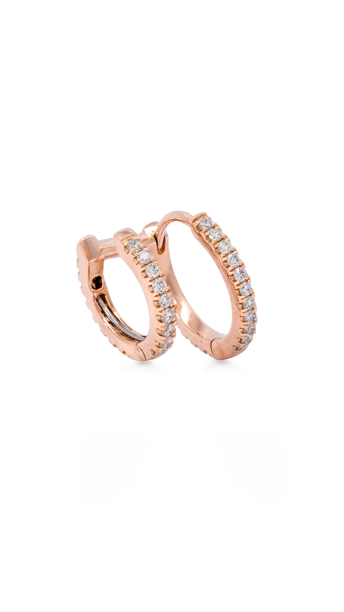 Candonga Izquierda de 2 Aros de Diamantes en Oro Rosa
