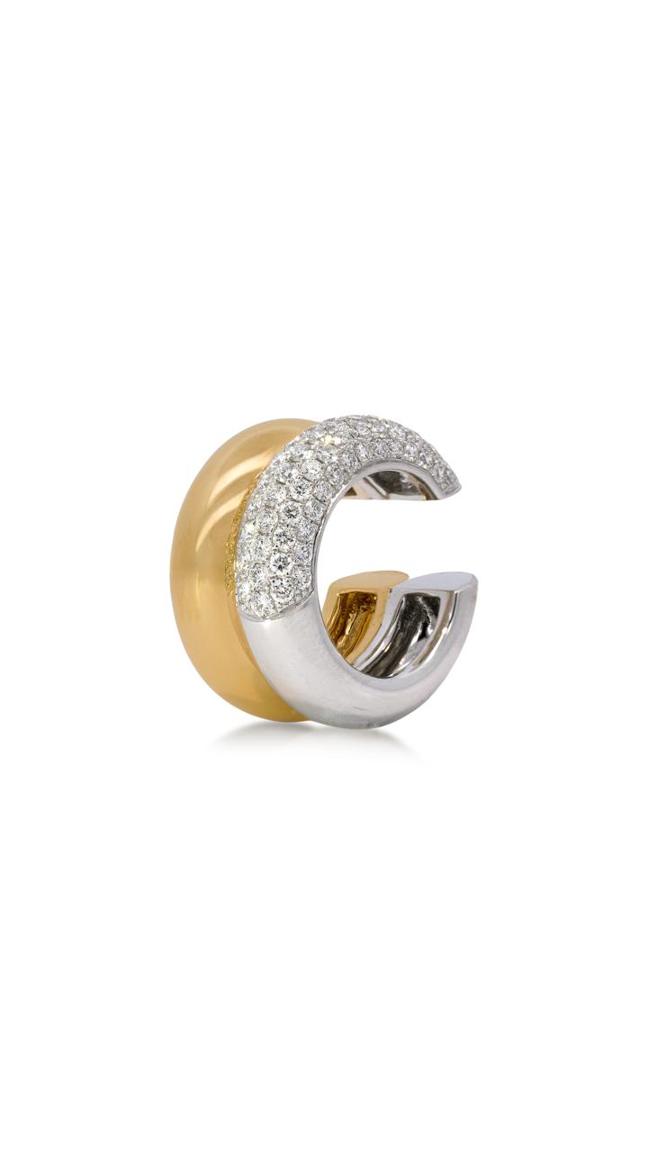 Ear Cuff Abierto con Diamantes en Oro Blanco y Oro Amarillo