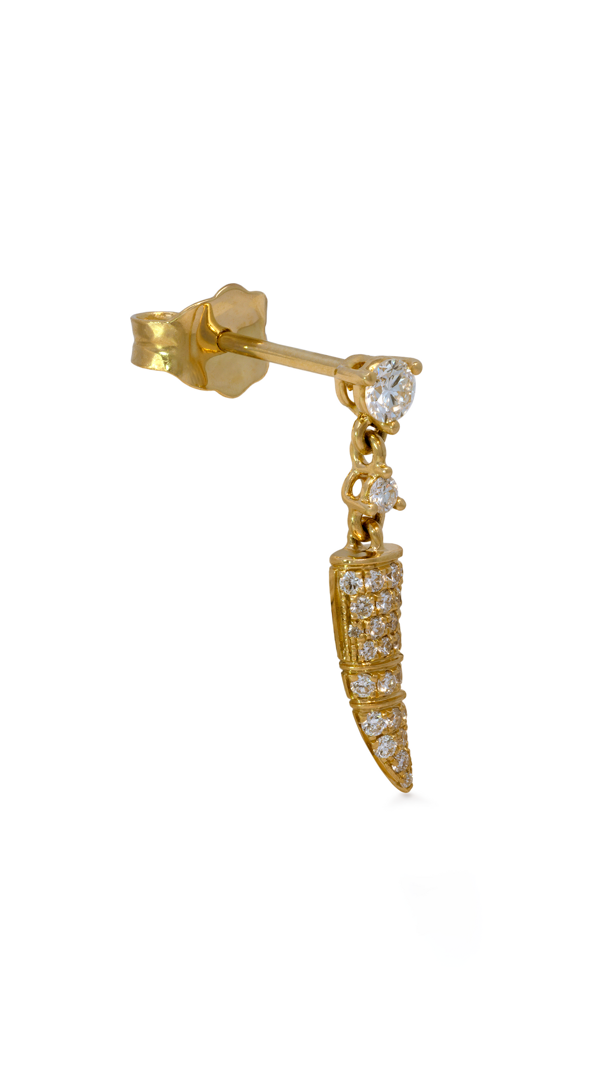 Arete Cuerno con Diamantes en Oro Amarillo - Izquierdo