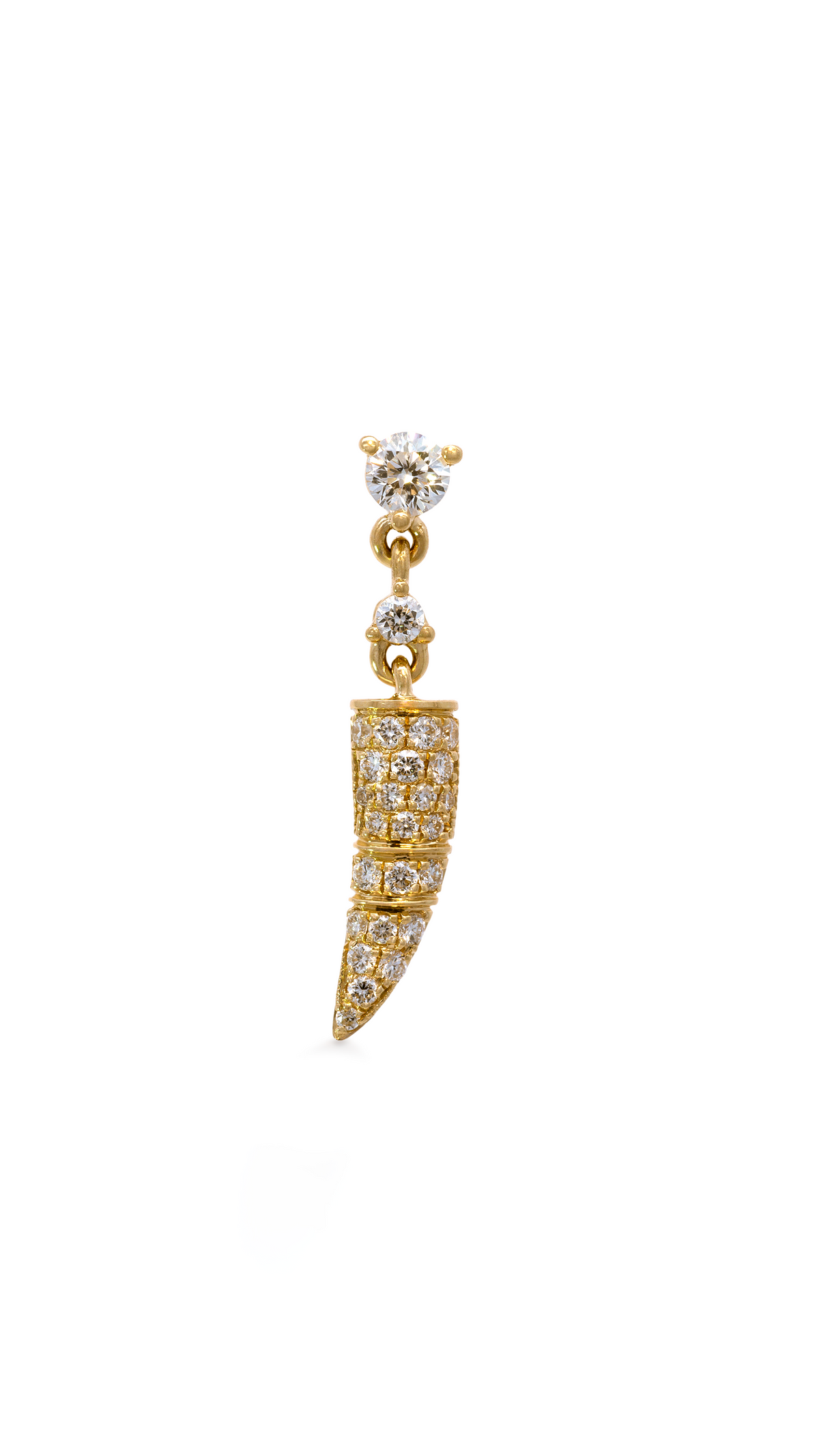 Arete Cuerno con Diamantes en Oro Amarillo - Izquierdo